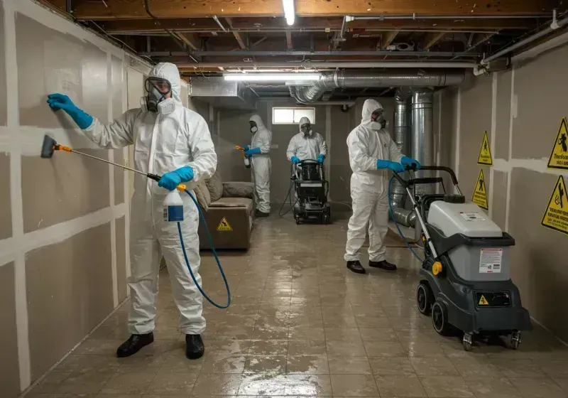 Basement Moisture Removal and Structural Drying process in Sharon, PA